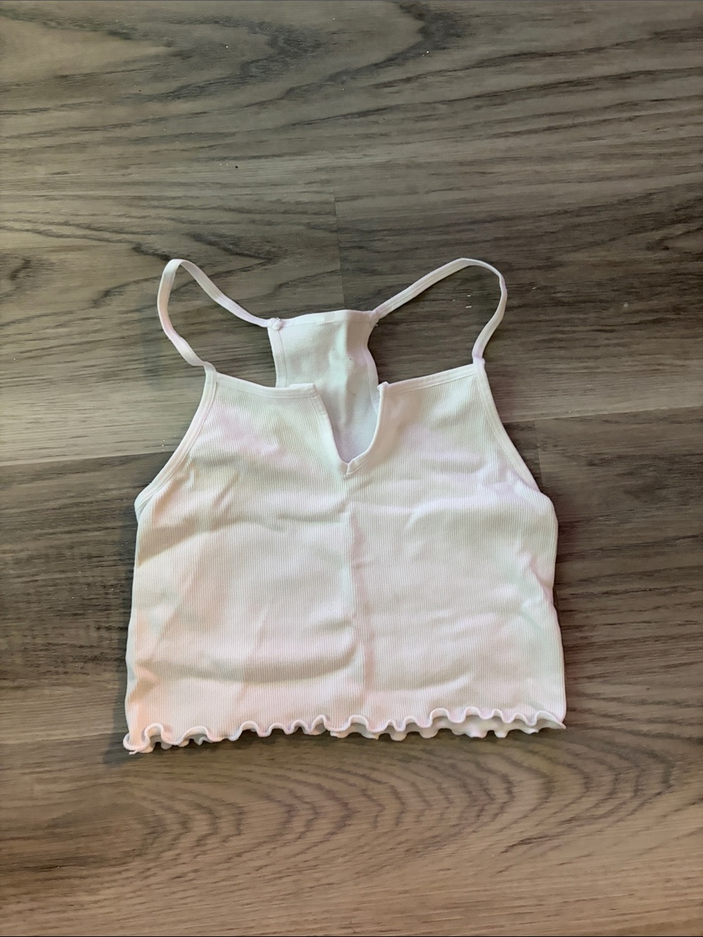 White Ribbed Cropped Tank Top
